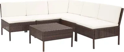 Produktbild von Möbel 6-tlg. Garten-Lounge-Set mit Auflagen Poly Rattan Braun - Gartenmöbelgarnituren 48935