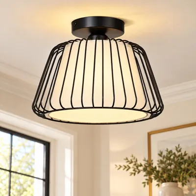 Obrázek produktu pro Stropní svítidlo Ø30 cm, retro stropní lampa s LED žárovkou E27, železná lampa do chodby, do obývacího pokoje, ložnice, chodby, restaurace, hotelu, obchodu, kavárny, teplá bílá