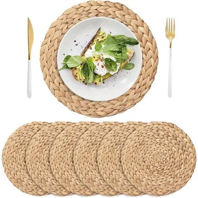 Produktbild von Famanu runde Platzsets aus Wasserhyazinthe - Set von 6, 30 cm