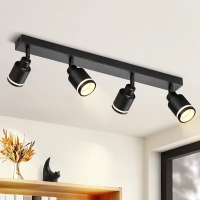 Immagine prodotto di ZMH LED plafoniera nera a 4 fiamme GU10 orientabile in metallo per corridoio soggiorno camera da letto bambini, senza lampadine