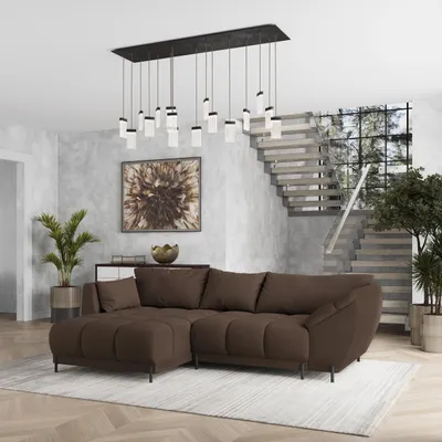 Produktbild von Masseno Ecksofa VESTANO L-S mit Schlaffunktion L-Form, Sofa mit Bettkasten, Wohnzimmersofa, Couch, Soffa, Bettsofa, Couchgarnitur- Braun, QUELLE 25