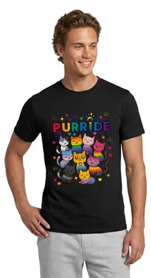 Produktbild von Spreadshirt Pride Purride Regenbogen Katzen Männer T-Shirt, 4XL, Schwarz