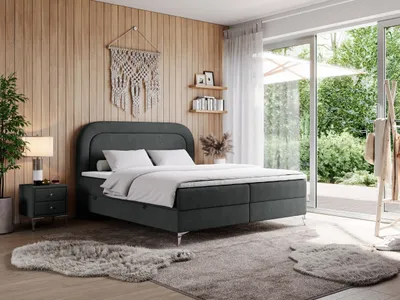 Produktbild von Doppelbett, boxspringbett mit Multipocket-Matratze, zum Schlafzimmer - EIRA - 160x200cm - Dunkelgrau - H3