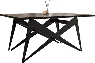 Produktbild von MIRJAN24 Couchtisch und Esstisch Xena, 2-in-1, Rahmen aus Stahl (Farbe: Schwarz / Black Pietra Grigia)
