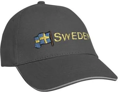 Produktbild von Baseballcap mit Einstickung Fahne Flagge Sweden Schweden 68020 versch. Farben Color - grau