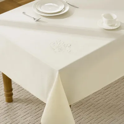Tischdecke beige, Leinenlook, wasserabweisend, 140x240 cm