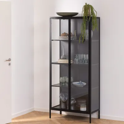 Produktbild von Smuk Vitrinenschrank Davian Schwarz 80 x 40 x 180 cm