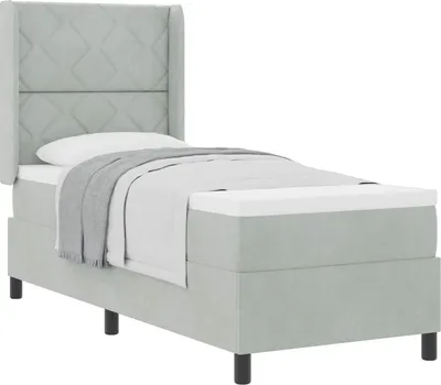 Obrázek produktu pro vidaXL Postel se skříňovou pružinou a čelem světle šedá 80 x 200 cm sametová