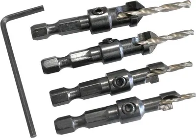 Produktbild von 4 Stück konische Holzbohrer mit 1/4"-Sechskantschaft