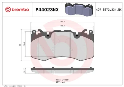 Produktbild von BREMBO Bremsbeläge Satz Vorne für LAND ROVER Range Rover Sport (L320) P44023NX