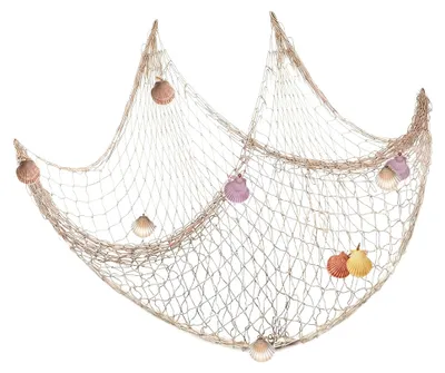 Fischernetz-Deko mit Muscheln, 100 x 200 cm, beige
