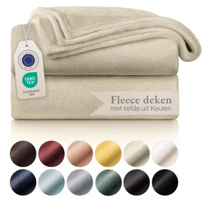 Productafbeelding van Fleece deken plaid - 150 x 200 cm - Microvezel - Beige - Woonkamer