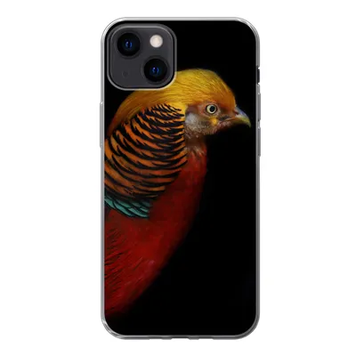 Produktbild von MuchoWow® Handyhülle Schutzhülle Hülle für iPhone 13 Vogel - Federn - Schwarz - Porträt Silikon Softcase Handy Hülle