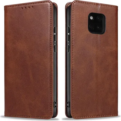 Produktbild von Handyhülle für Huawei Mate 20 Pro Kunstleder Flip Cover Hülle Handytasche Case Kartenfach Farbe: Dunkelbraun