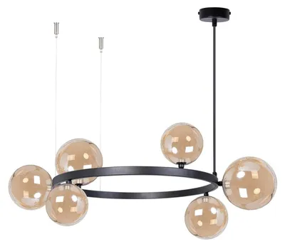 Obrázek produktu pro Lustr BOLERO v černé a jantarové barvě, 6xG9x12W, kov, rozměry: 150x72x72 cm, IP20, Sigma Lighting