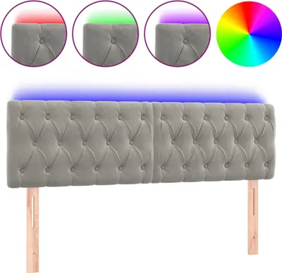 Obrázek produktu pro vidaXL LED čelo světle šedé 144x7x78/88 cm Velvet