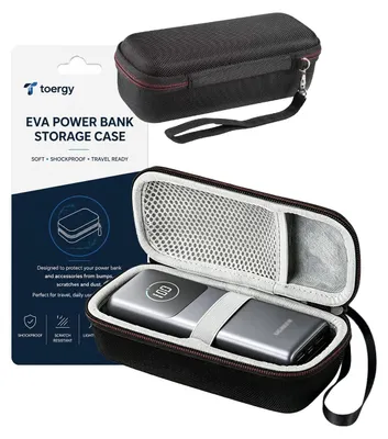 Productafbeelding van Harde EVA-tas voor Power Bank 20.000 mAh, schokbestendig met netvak voor accessoires
