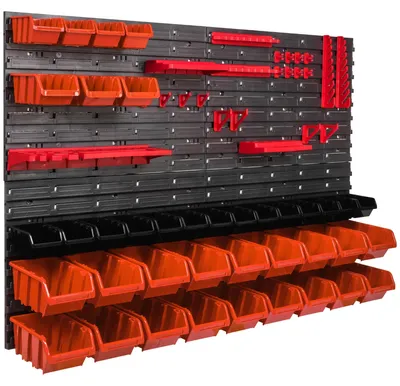 Immagine prodotto di Pannello portautensili - Organizzatore per officina - 115 x 78 cm - 39 contenitori - Scaffale per garage