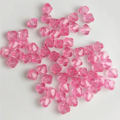 Immagine prodotto di Bicono a doppio cono 60 pezzi perline acriliche in cristallo sfuse con foro, 8 mm 60 pezzi, Rosa 2