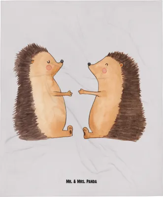 Produktbild von Mr. & Mrs. Panda Schlummerdecke Igel Liebe - Grau Pastell - Geschenk, Verheiratet, Babydecke, Freundin, Verlobung, Babybettdecke, Kinderdecke, Kinderwagendecke, Plaid