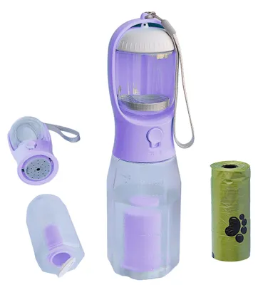 Hundewasserflasche 600 ml, 4-in-1, auslaufsicher, türkis