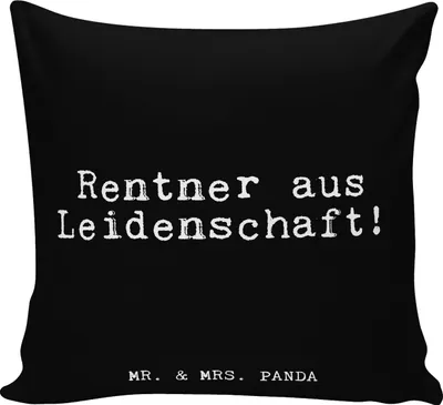 Produktbild von Mr. & Mrs. Panda kissen bedruckt Rentner aus Leidenschaft!  - Schwarz - Geschenk, Polster, Rentnerin, Kuschel, Lustige Sprüche, Sofa, Sofakissen, Pensionierung