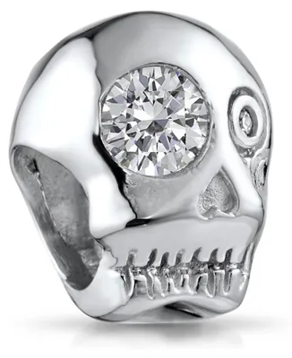 Produktbild von MATERIA by Matthias Wagner Totenkopf Bead 925 Sterling rhodiniert mit 2 Zirkonia 844