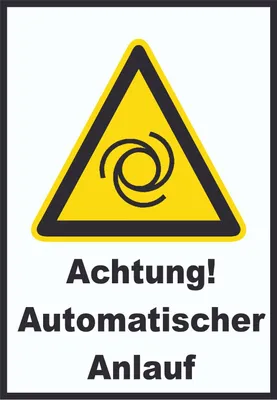 Produktbild von Achtung Automatischer Anlauf A1 Rückseite selbstklebend Schild