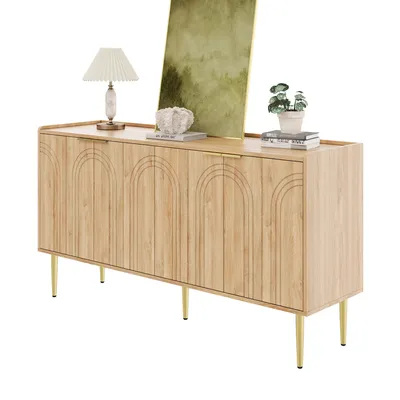 Image de Fortuna Lai Buffet moderne et simple Buffet moderne Armoire Buffet Espace de rangement Buffet Salon Ensemble, 140 L x 38 l x 75 H (cm)