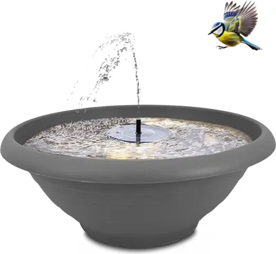 Image de Kit fontaine solaire XL pour l'extérieur - grande vasque de 55 cm grise
