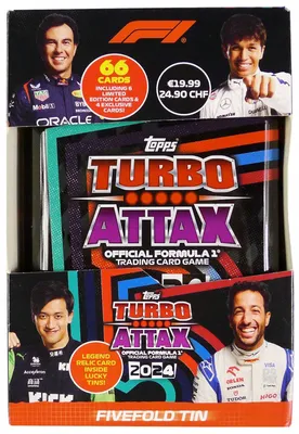 Produktbild von Topps Formula 1 Turbo Attax F1 2024 FIVEFOLD TIN 60+6 cards LIMITED +4 EXC.