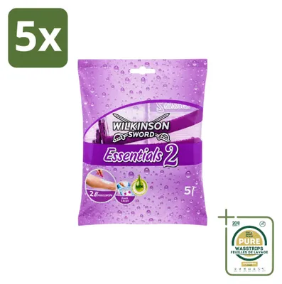 Productafbeelding van 5 x Wilkinson Essentials wegwerpscheermesjes voor dames met antisliphandgreep - Verpakking met 5 stuks