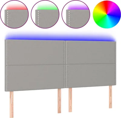 Produktbild von vidaXL LED Kopfteil Hellgrau 180x5x118/128 cm Stoff
