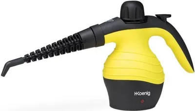 Produktbild von H.Koenig 80191 Handdampfreiniger NV60 / 3,5 bar / verschiedene Aufsätze / 350 ml Wassertank / 1000W / gelb