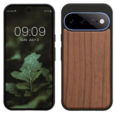 Produktbild von kwmobile Handyhülle für Google Pixel 11 Hülle Holz - Case mit TPU Bumper - Stoßfestes Hardcase - Schutzhülle Cover in Dunkelbraun