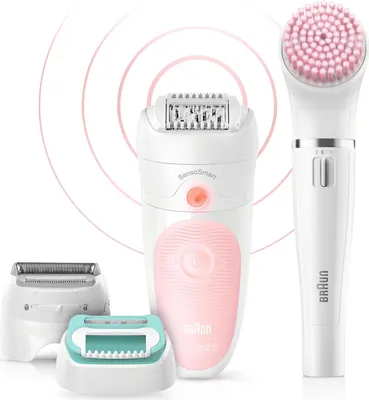 Obrázek produktu pro Braun Silk-épil 5 Wet&Dry 81683690, Bílá, Růžová, 28 pinzeta/pinzety, Close-Grip, Bikiny, Front thigh, Vnitřní paže, LED, 1 SensoFoil