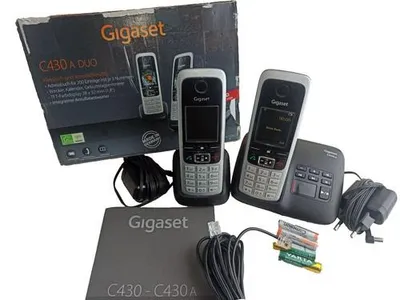 Produktbild von Gigaset C430A Duo, DECT-Telefon, Freisprecheinrichtung, 200 Eintragungen, Anrufer-Identifikation, Schwarz, Silber