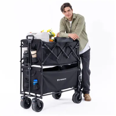 Produktbild von CITYSPORTS Bollerwagen Klappbarer All Terrain Max Load 150KG Patentiert Zusammenfaltbar Strandkarren mit großer Kapazität, für Sport, Einkauf, Camping