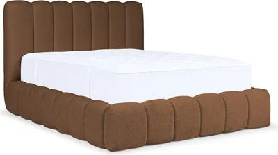 Produktbild von MEBLINI Carlos Polsterbett 200x200 mit Lattenrost und Matratze - Bubble Bett - Cloud Bett - Marshmallow Bed - Kopfteil Bett mit Stauraum - Betten - 200x200 - Braun Boucle/H3