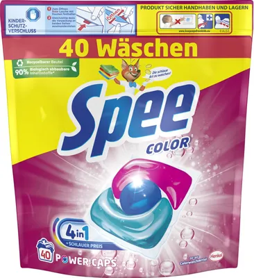 Produktbild von SPEE Power Caps Color 40WL – 4 Packungen Waschmittel Caps, Fleckenentfernung, Farbenschutz & Frische, 160 Waschgänge
