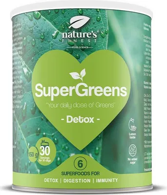 Obrázok produktu pre Supergreens - Zelená superpotravina s chlorellou a kurkumou - zdroj železa, zinku a horčíka - Nature's Finest - 150 g