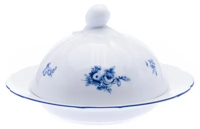 Produktbild von Thun 1794 Rose, runde Butterdose, Porzellan, blaue Rose, Thun