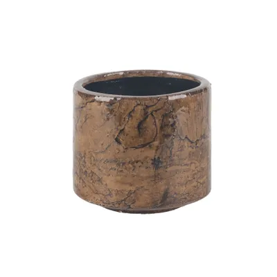 Productafbeelding van D&M Deco bloempot, bruin-zwart, diameter 14 cm, hoogte 13 cm, opening 12,5 cm
