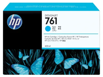 Obrázok produktu pre HP Azúrová atramentová kazeta 761 DesignJet, 400 ml, Tlačiareň HP DesignJet T7100; Produkčná tlačiareň HP DesignJet T7200, Atramentový, Azúrová, CM994A, Singapúr, 174 mm