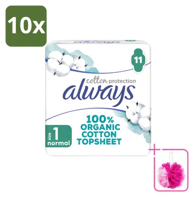 Produktbild von 10 x Always Bio Baumwolle Protection Ultra Normal Damenbinden mit Flügeln - Sparpackung - 10 Stücke