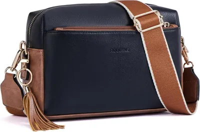 Produktbild von Roulens Damen Crossbody Umhängetasche Veganleder D-schwarz/Braun