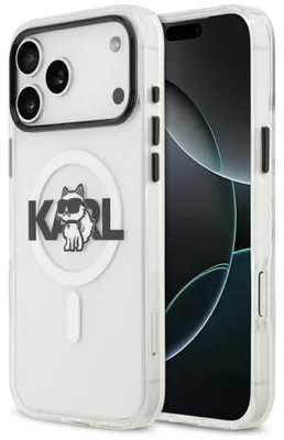 Image de KARL LAGERFELD case passend für IPHONE 17 Pro compatible with MagSafe KLHMP17LHGCHGKBT (IML Choupette Sketch Logo) transparent