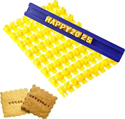Image de Kit de tampons en forme de biscuits (73 pièces) – Idéal pour décorer des biscuits, des lettres, du chocolat, des gâteaux moelleux – Parfait pour les anniversaires, les cadeaux de vacances, les projets créatifs (DIY) et pour écrire des messages