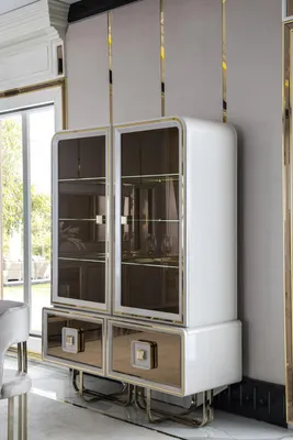 Immagine prodotto di Vetrina Mobili Bianchi Sala da Pranzo Armadio Vetro Design Metallo Elegante Nuovo