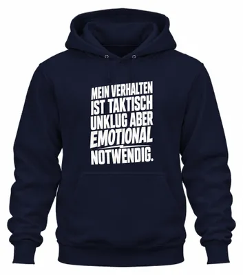 Productafbeelding van Taktisch onhandig, emotioneel, sarcastisch. Hoodie, marineblauw, maat XL